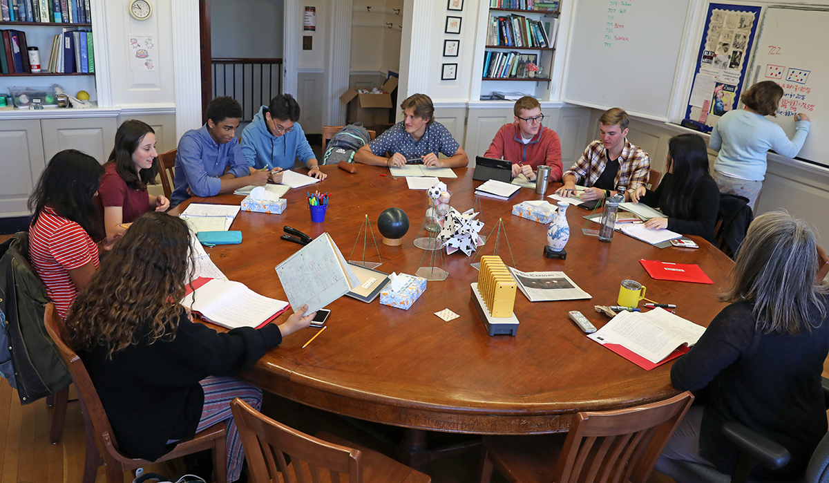 Students in a math class at Phillips Exeter Academy.