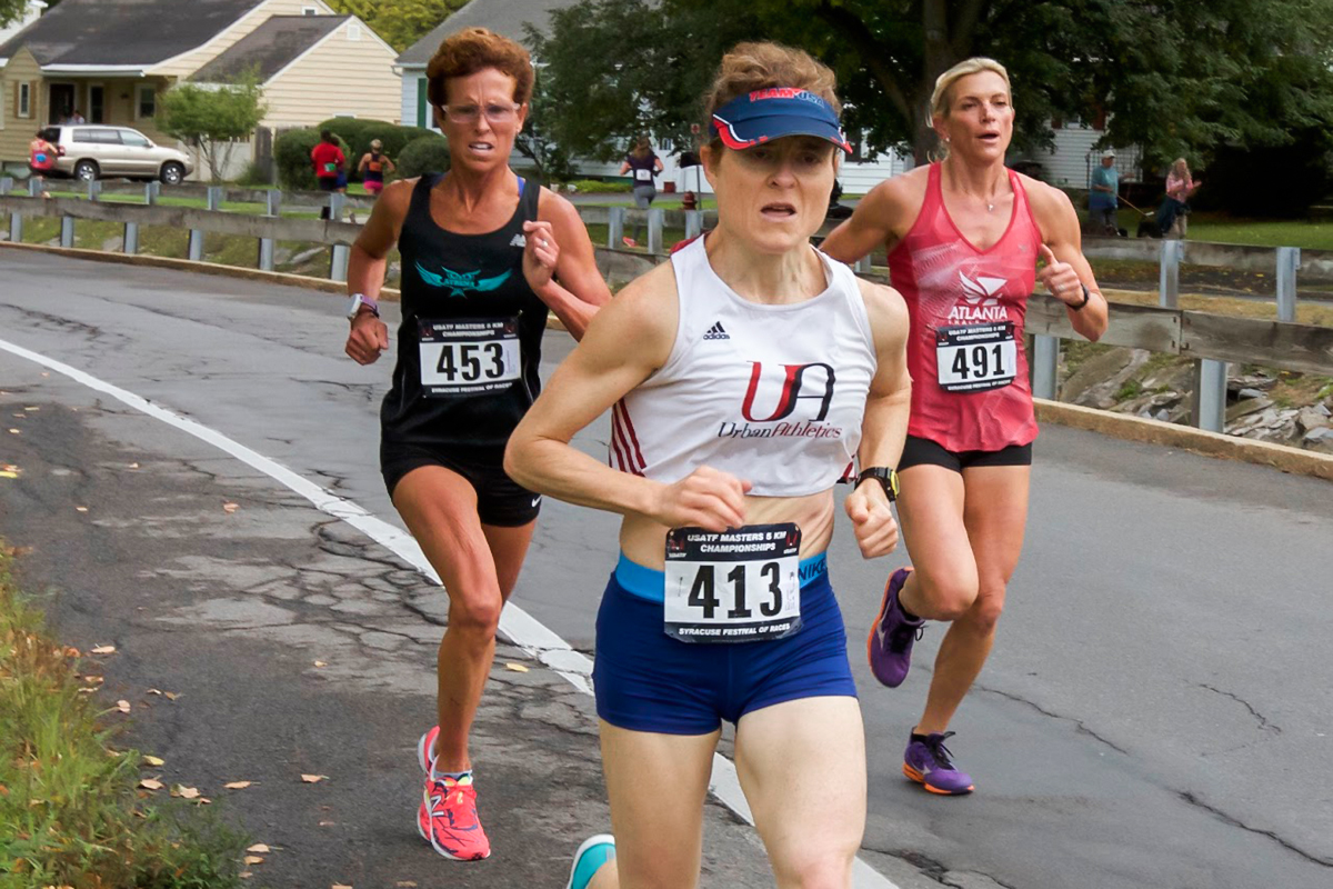 Fiona running in a marathon.