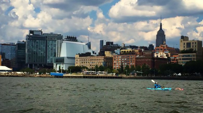 Rebecca Nevitt swimming around the island of Manhattan in 2015.