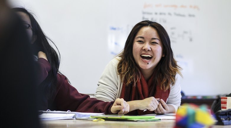 Carissa laughing during class.