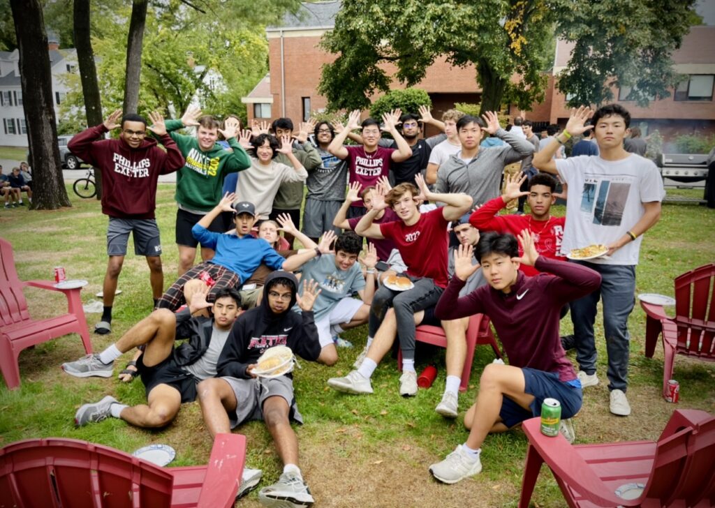 Group of boys make funny faces for photo