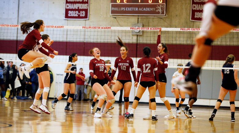 Girls volleyball game at Phillips Exeter Academy.