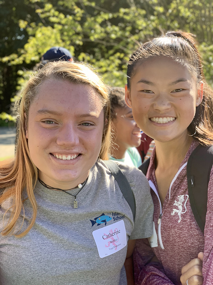 Evie with classmate and childhood friend Catherine Webber '21.