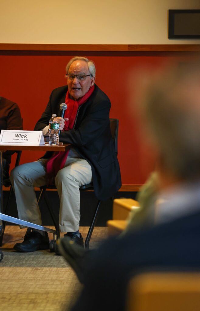 Panel speaker talks to crowd.