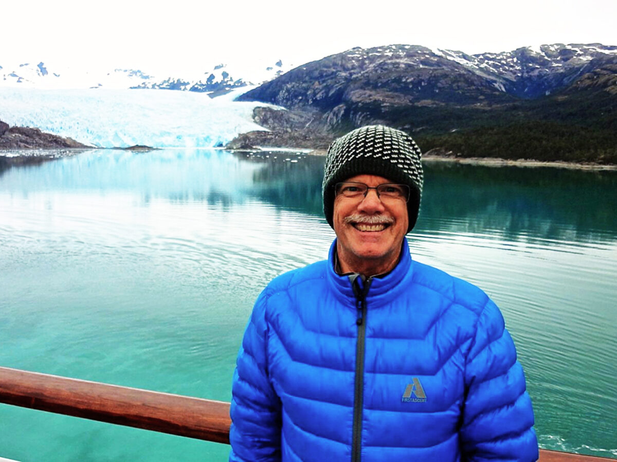 Art Curtis in front of a glacier