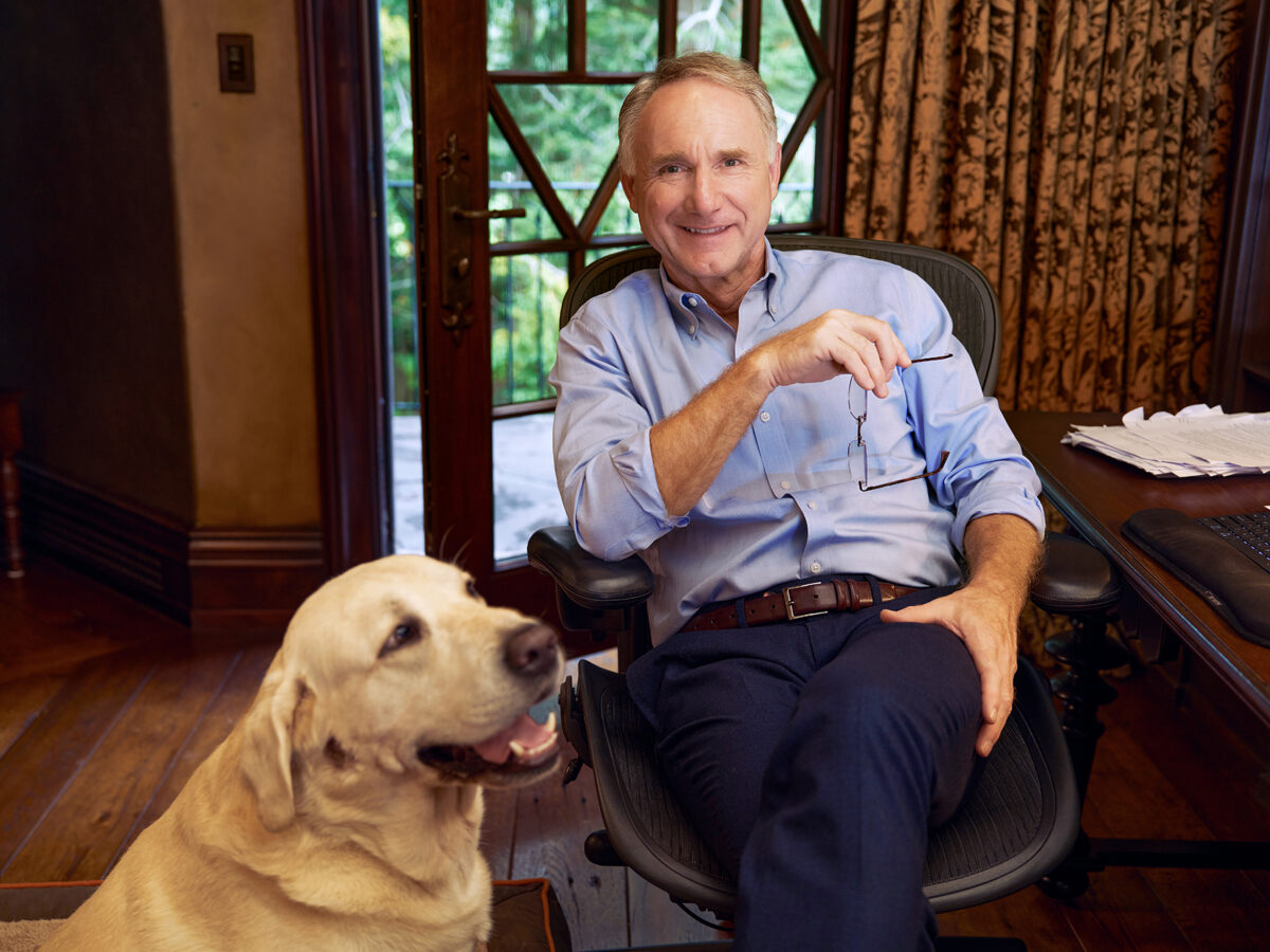Dan brown in his office