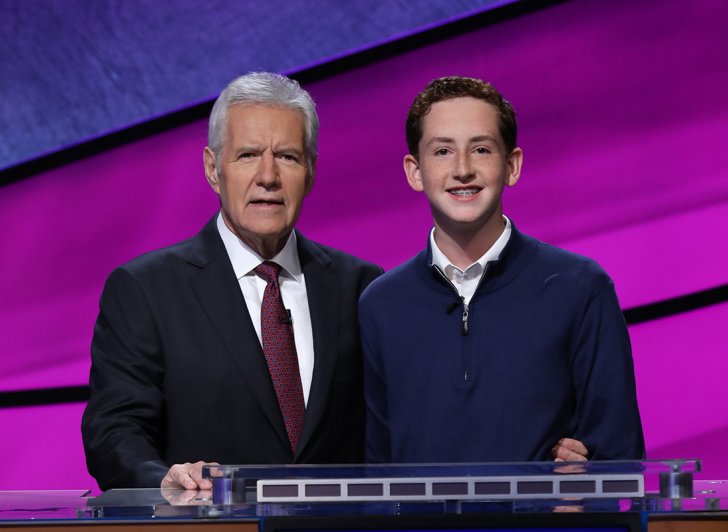 Caleb Richmond '21 with host Jeopardy! host Alex Trebek