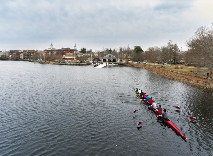 Exeter crew hits the Squamscott River for early-season training.