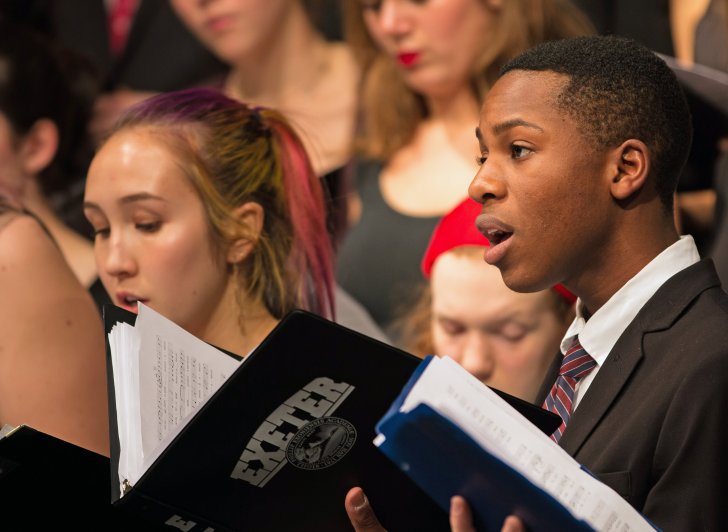 Exeter students singing at the annual Holiday Concert