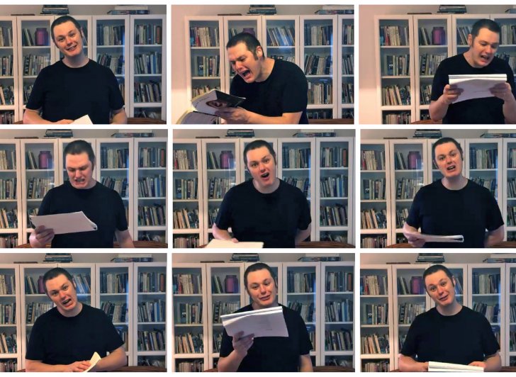 Collage of scenes from Ilya Kaminsky's reading
