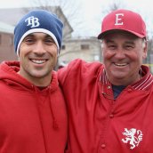 Bill Dennehy with former player and current MLB outfielder Sam Fuld.