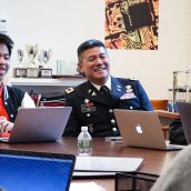 Combat Surgeon Colonel Robert Lim ’87 in a Computer Science class at Exeter.