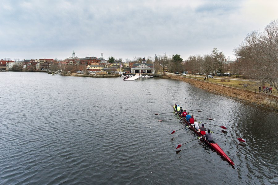 Exeter crew hits the Squamscott River for early-season training.