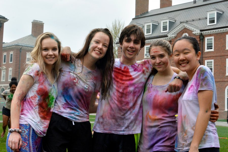 Students gather on Wetherell quad to celebrate the Hindu festival of Holi.