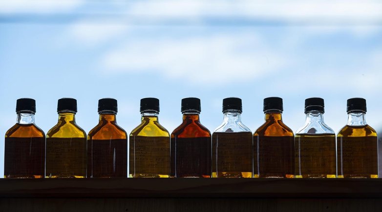 Bottles in the Lost Lantern tasting room