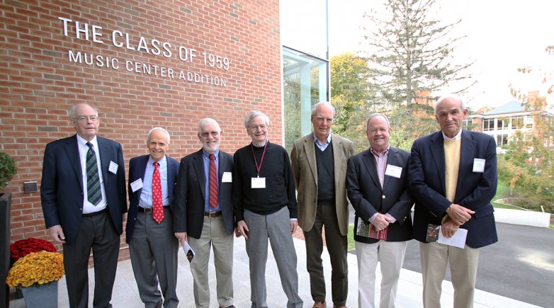 Leonard Egan center with fellow 1959 classmates and donors.