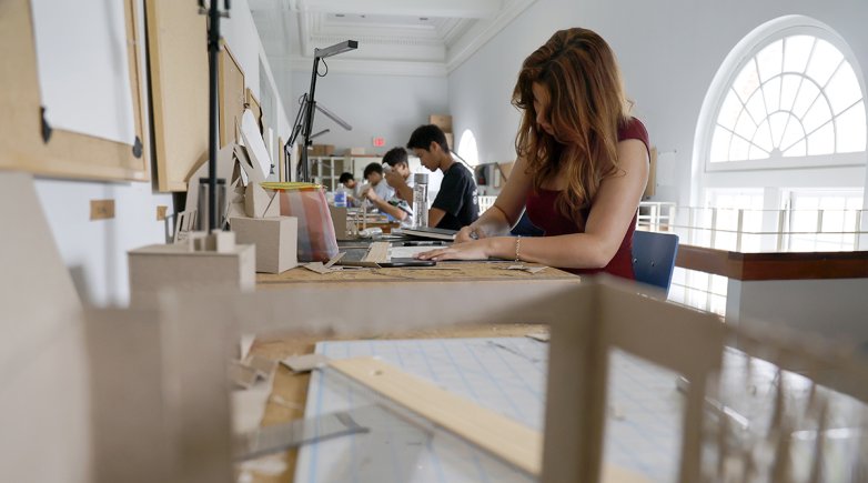 A student works in an architecture class