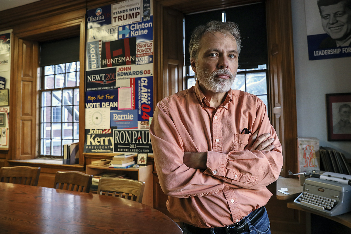 History Instructor Bill Jordan in his Academy Building classroom