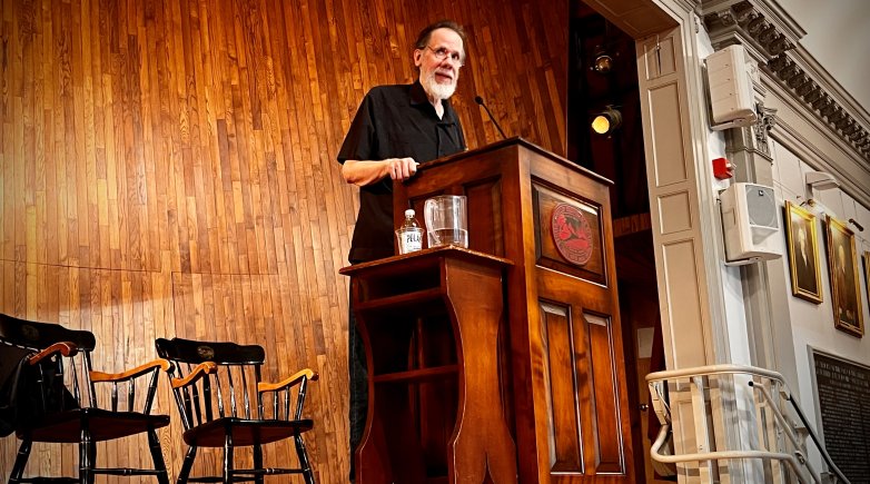 Poet Martín Espada on Assembly stage